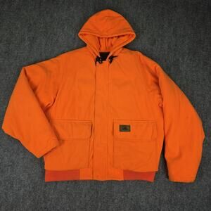 Duxbak Jacket Mens Medium Orange Canvas Hooded Insulated Hunting Bomber D35300BZ